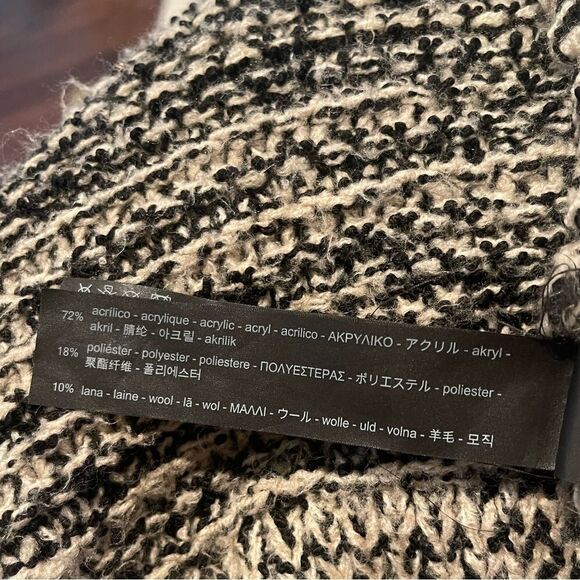 ZARA KNITS Oversized Chunky Knit Cardigan Sweater Ecru Black 3859/131 Sz Small - Picture 14 of 14